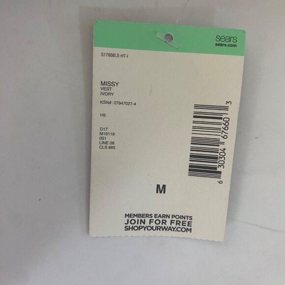 Laura Scott Quilted Hooded Vest‎ Womens Missy M Ivory Faux Fur Ski - Picture 3 of 9